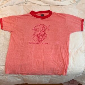 Vintage Heathered Red Ringer Graphic Tee - Short Sleeve